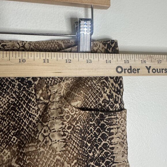 Lauren Ralph Lauren Pants Womens 4P Brown Snake Print Cotton Petite Zipper Hem - Picture 6 of 11